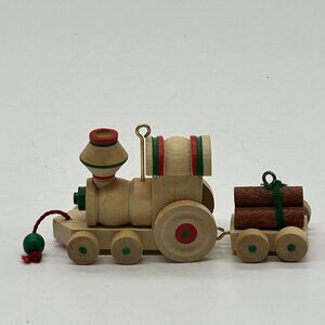 Hallmark 1985 Wooden Train Tender Ornament Nostalgic Childhood 2nd in‎ Series
